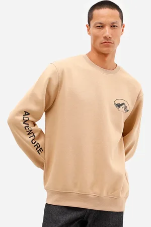 C&A Blusão masculino de moletom estampado bege