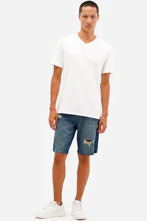 C&A Bermuda slim masculina jeans destroyed azul