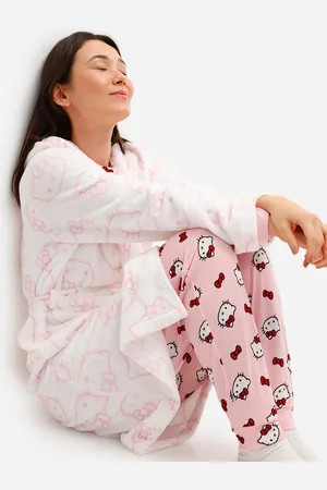 C&A Roupão feminino fleece hello kitty com capuz