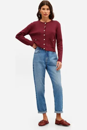 C&A Calça mom feminina jeans cintura alta azul