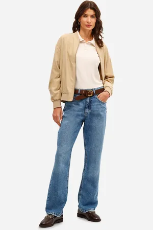 C&A Calça reta feminina jeans cintura alta azul