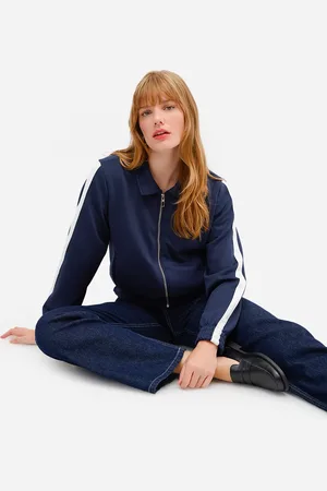 C&A Jaqueta bomber feminina com listras azul
