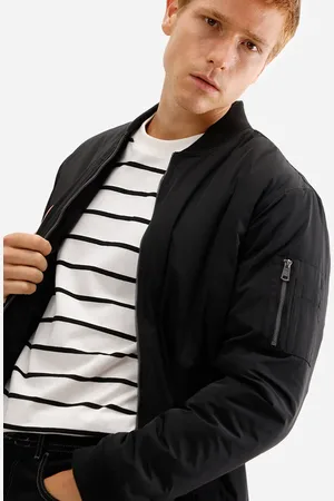 C&A Jaqueta bomber masculina bolso com zíper preta