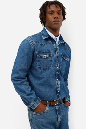 C&A Camisa comfort masculina jeans azul