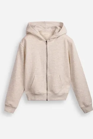 C&A Jaqueta juvenil de moletom com capuz e bolso cinza