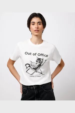 C&A Camiseta feminina de algodão out of office mindset