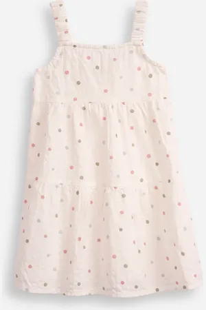 C&A Vestido de algodão infantil poá off white