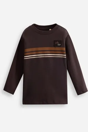 C&A Blusa de algodão infantil manga longa listrada cinza