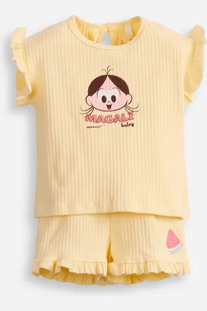 C&A Conjunto infantil curto canelado magali turma da mônica amarelo