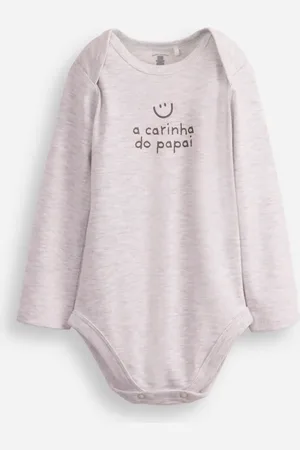C&A Body de algodão infantil manga longa a carinha do papai cinza