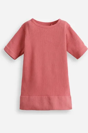 C&A Blusa infantil de poliamida canelada manga curta rosa