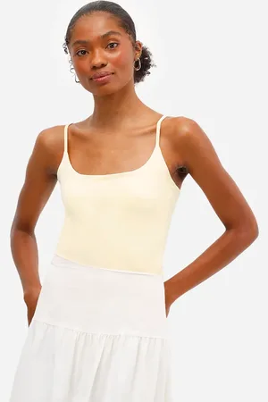 C&A Body cavado de poliamida alças finas amarelo