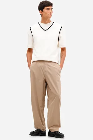 C&A Calça baggy masculina de sarja cós com elástico bege