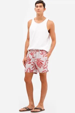 C&A Short masculino cós elástico estampado bege