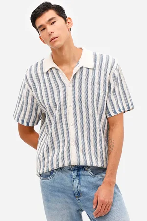 C&A Camisa masculina de tricot manga curta listrada