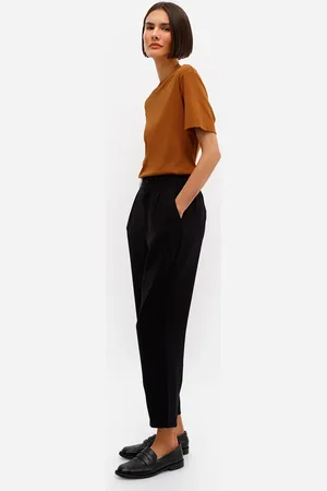 C&A Calça alfaiataria de viscose com pregas cintura alta