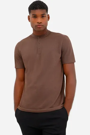 C&A Polo masculina comfort gola padre manga curta azul marrom
