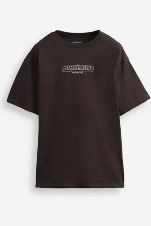 C&A Camiseta de algodão juvenil manga curta minecraft cinza