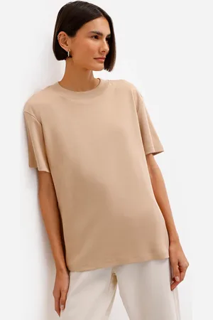 C&A Camiseta de algodão peruano manga curta bege