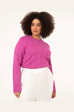 C&A Suéter plus size de tricô canelado manga longa básico