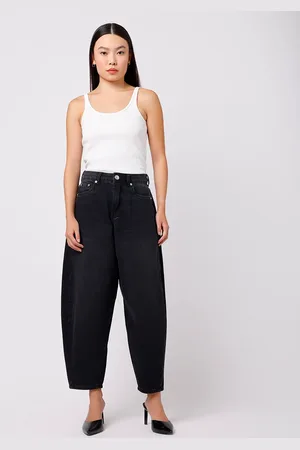 C&A Calça barrel feminina jeans mindset preta