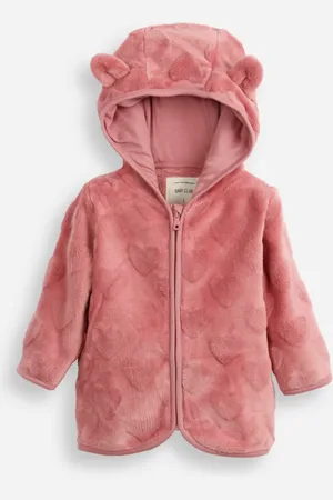C&A Jaqueta de fleece infantil com capuz coração rosa