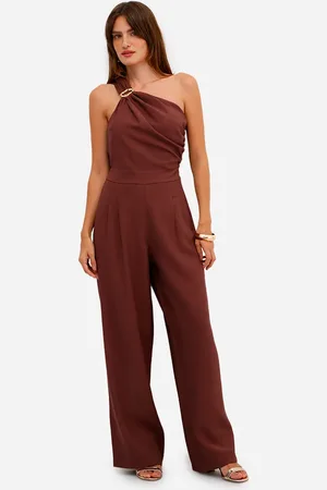 C&A Macacão ombro único feminino de viscose franzido