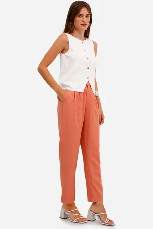 C&A Calça de alfaiataria feminina cós elástico rosa