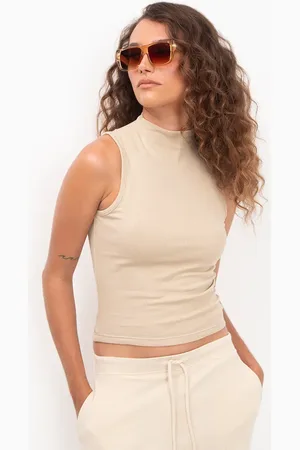 C&A Regata canelada de viscose gola alta bege