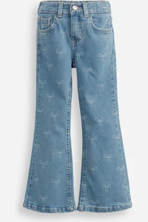 C&A Calça flare infantil jeans lacinho azul