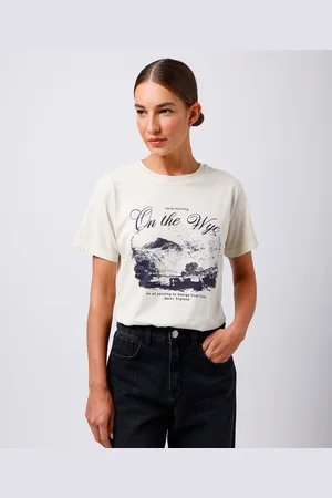 C&A Camiseta feminina de algodão on the wye mindset bege