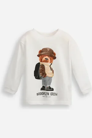 C&A Blusa de algodão infantil manga longa ursinho