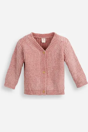C&A Cardigan infantil de tricot chenille decote v rosa