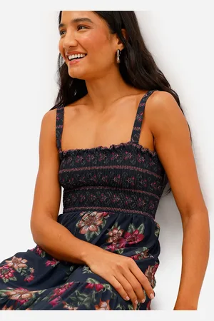 C&A Vestido longo feminino de tule floral azul