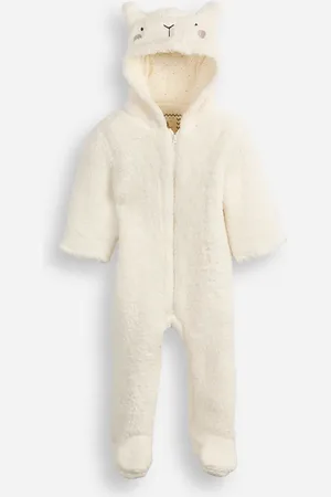 C&A Macacão longo de fleece infantil com capuz ovelhinha