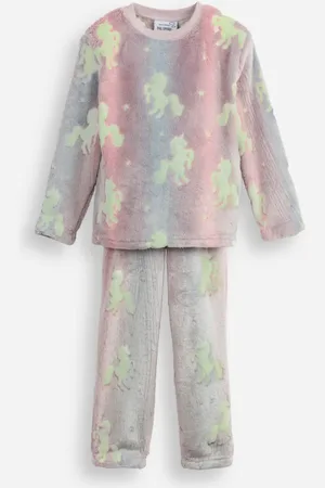 C&A Pijama longo infantil de fleece unicórnio brilha no escuro colorida