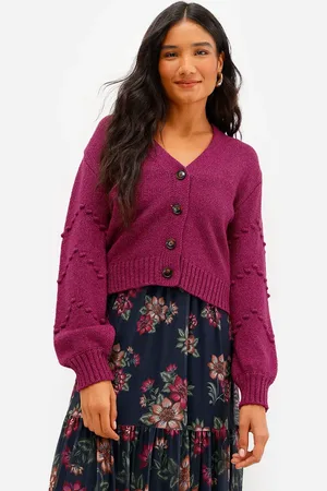 C&A Cardigan feminino decote v texturizado rosa