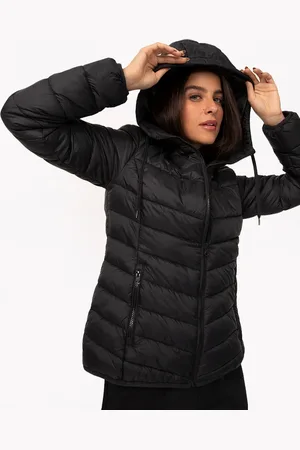 C&A Jaqueta alongada puffer com capuz