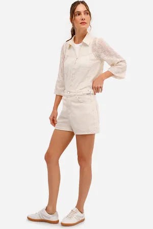 C&A Short feminino de sarja cintura ajustável