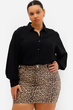 C&A Camisa feminina de viscose plus size preta