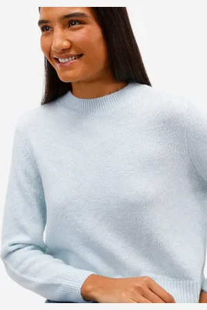 C&A Suéter básico cropped feminino de tricot azul