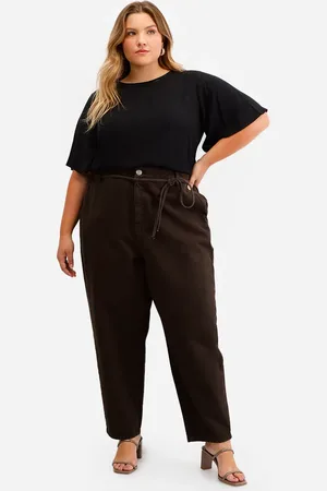 C&A Calça balloon feminina de sarja cintura média