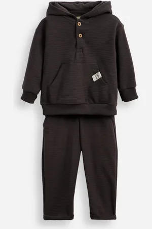 C&A Conjunto de moletom infantil canelado com capuz cinza