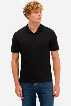 C&A Polo masculina de algodão peruano manga curta preta