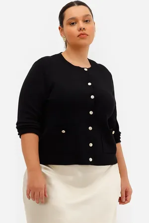 C&A Cardigan feminino de tricot com botão texturizado plus size