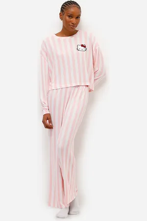 C&A Pijama longo feminino hello kitty listrado rosa