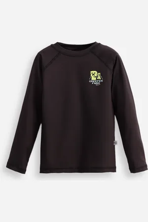C&A Camiseta infantil manga longa proteção uv minecraft preta