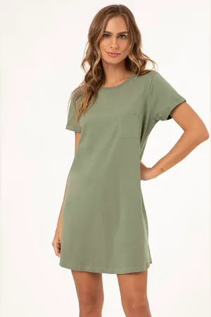C&A Vestido básico de algodão manga curta claro