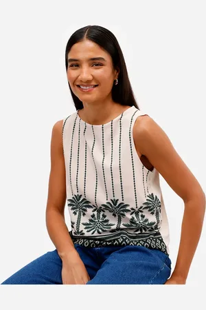 C&A Regata feminina de viscose folhagens