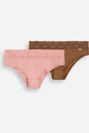 C&A Kit de 2 calcinhas biquíni de algodão com renda plus size del rio colorido
